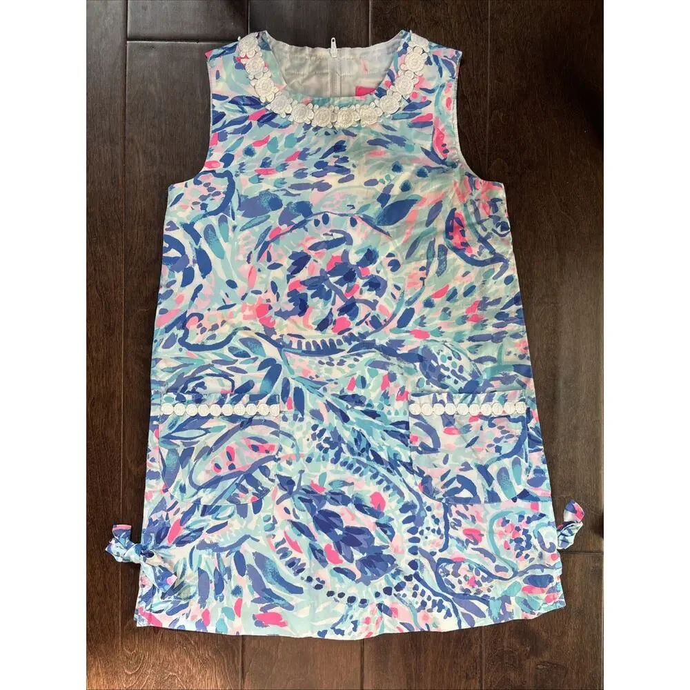 Lilly Pulitzer Girls Shift Dress New With Tags “Breakwater-party wave” Size 7